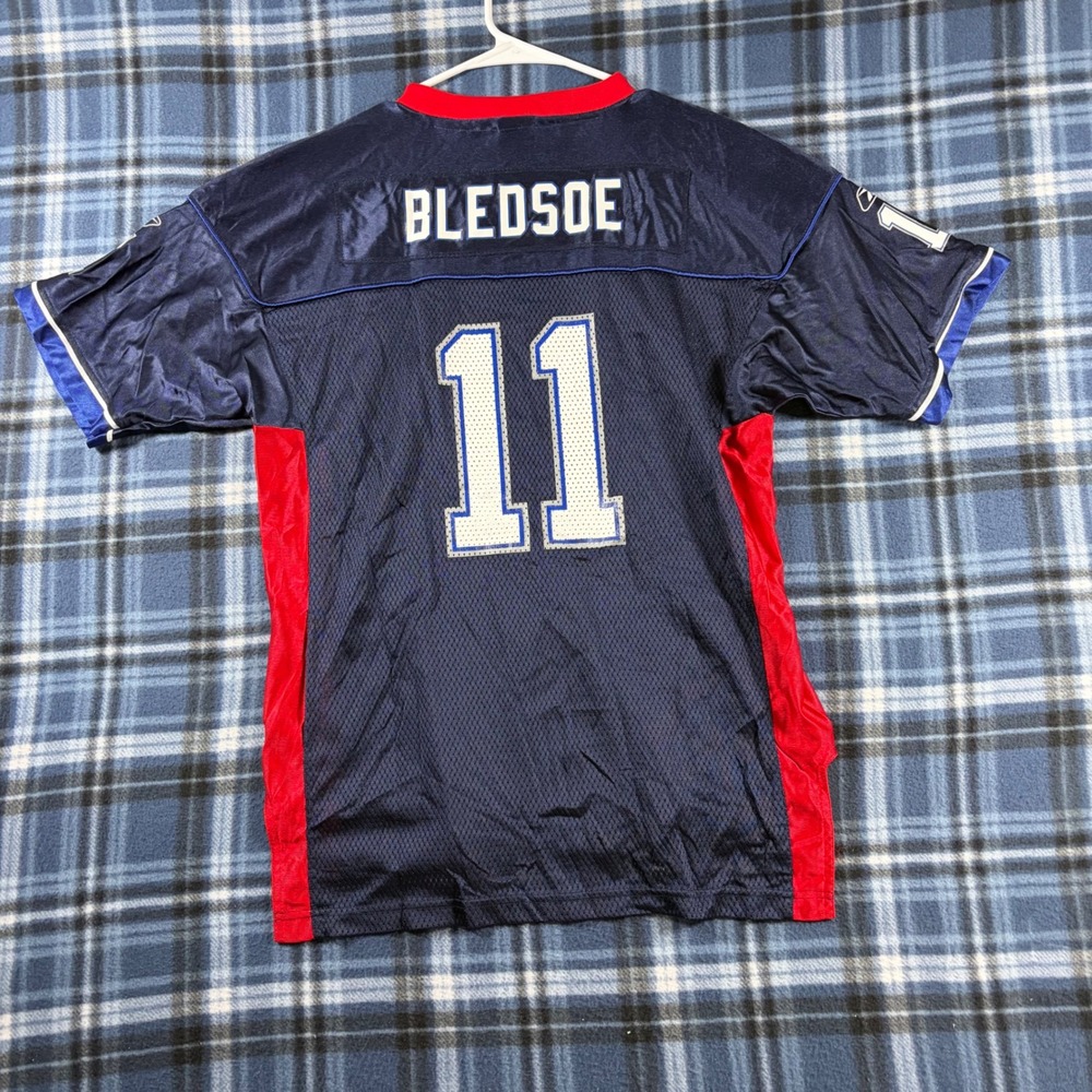 Vintage Reebok Drew Bledsoe New England Patriots NFL Jersey Youth XL 18-20 Navy